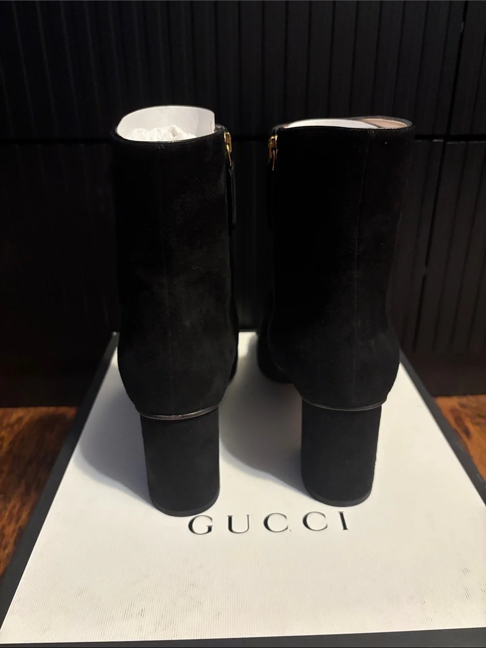 Gucci Black Suede Fringe Heel Boots. EU Size 41 U.S Size 11
